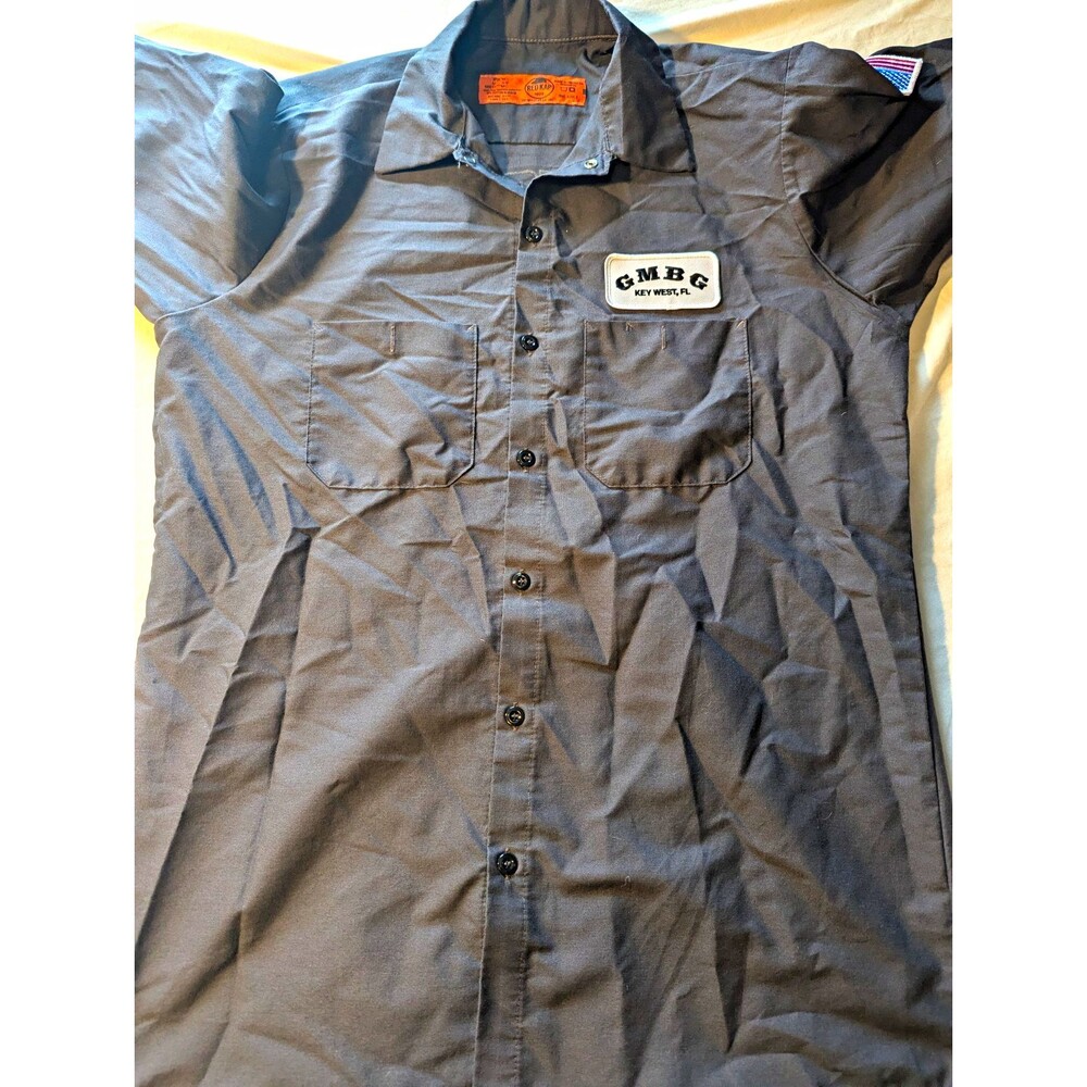 Red Kap SP24CH Men's M Gray Polyester Twill Work Shirt Gas Monkey Patch